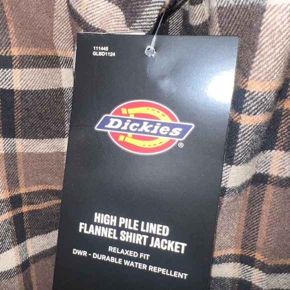 Dickies Men's Brown Plaid, Sherpa Lined, All Snap Shirt Jacket - Picture 4 of 5